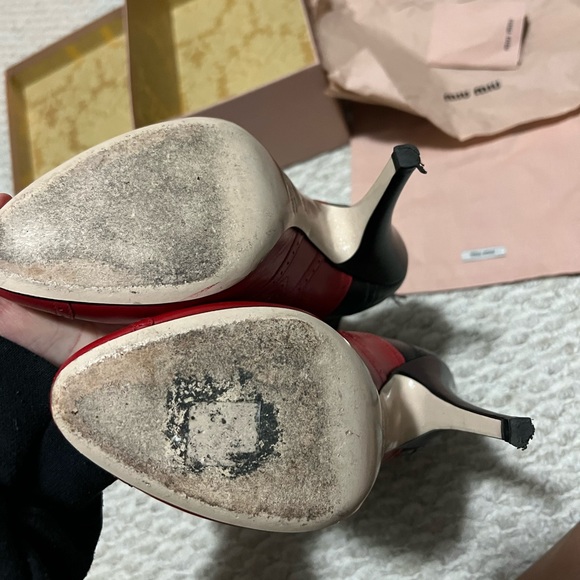 Miu Miu 2011 Multicolor Patent And Leather Cut Out Ankle Wrap Booties - Picture 7 of 11